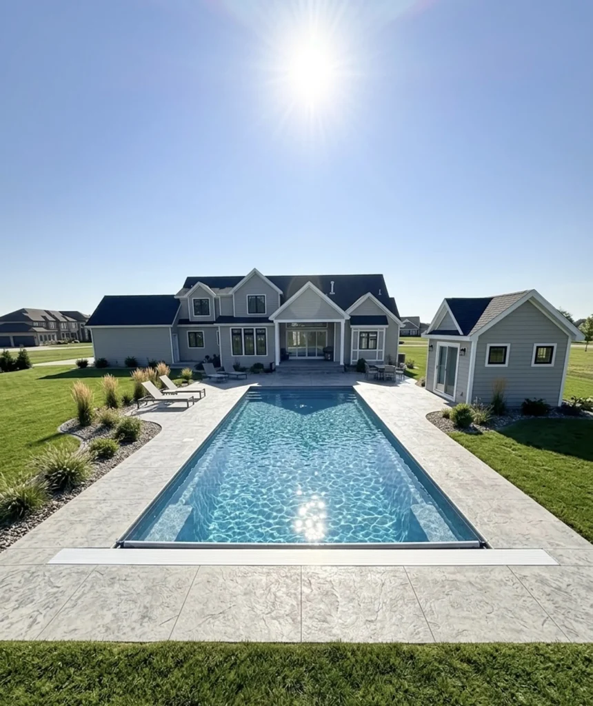 Rectangular fiberglass pool