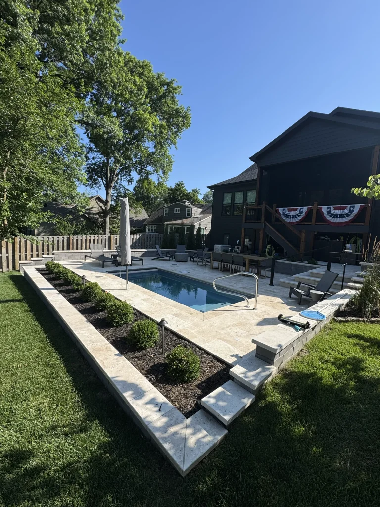 Retaining wall around a pool